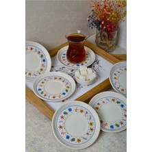 Heda Porselen 6 Parça Dalya Çay Tabağı 13 cm Kırık Beyaz Porselen Malzeme ile Şık Kullanım