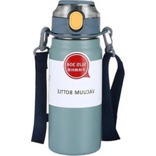 Esranın Dünyası 304 L Çelik Mavi 600 ml Askılı ve Pipetli Matara Suluk CIN411MV