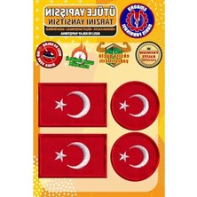Esranın Dünyası Ütü ile Yapışan Arma Yama, Türk Bayrağı Yuvarlak (4 Adet) Ütüyle Yapışan Nakış Dokuma Aplike Patch