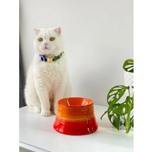 Esranın Dünyası Turuncu Seramik Kedi ve Köpek Mama Su Kabı - Colorful Moon Bowl