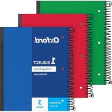 Esranın Dünyası Spiral Defter 3'lü Paket, 1 Konu, Üniversite Kuralı, Dayanıklı Plastik Kapaklar, Güçlü Bobin, 1 Cep, 8,5 x 11, 100 Yaprak, Mavi, Kırmızı, Yeşil (89801)