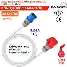 Hgsşarj 20 Metre 5X32A Priz(Kapaklı), 3X32A Fiş Dönüştürücü Adaptör. 3x6 Kablo Kalınlığı, Kablo Prysmian Marka