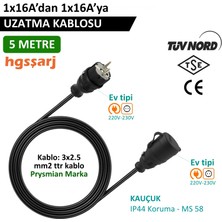 Hgsşarj 5 Metre 220V Priz - 220V Fiş Uzatma Kablosu 220V ile Çalışan Cihazınızın Ev Tipi Fiş Başlığına Bağlanarak Şarj Imkanı Sunar