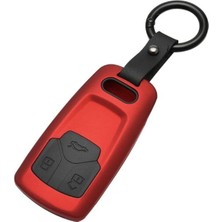 Gümrük Bey Audi Anahtar Kılıfı Silikon Iç Kılıf ve Anahtarlık Kırmızı-Siyah