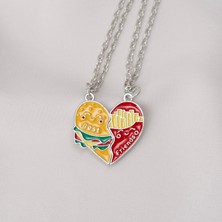 Zuum 2 Li Hamburger Patates Mıknatıslı Zincir Kolye , Arkadaşlık Kolyesi , Best Friends