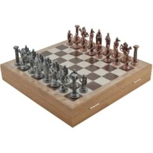 Esranın Dünyası Antik Desenli Büyük Boy Satranç Takımı - Mdf Tahta