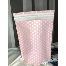 Esranın Dünyası Pembe Beyaz Puantiyeli Hediye Paketi Gift Packet Hediye Torbası Bantlı 25X30 cm - 2 Adet (Pembe)