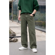 Comstar Erkek %100 Pamuk Haki Bol Paça Baggy Pantolon