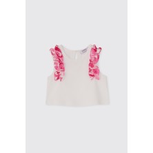 Panço Kız Bebek Fırfır Detaylı Beyaz Atlet