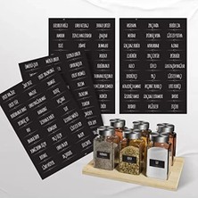 Esranın Dünyası Kendinden Yapışkanlı Baharat Etiketleri - 108 Adet, Siyah