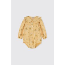 Panço Kız Bebek Desenli Sarı Body
