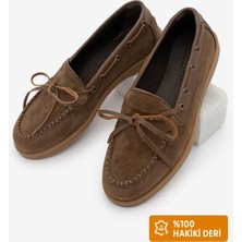 Marjin Kadın Hakiki Deri Fiyonklu Ip Detayı Makosen Loafer Günlük Ayakkabı Nifida Kahve Süet