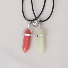 Zuum 2 Li Doğal Taş Kalp Detay Mıknatıslı Ip Kolye , Arkadaşlık Kolyesi , Best Friends