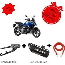 Honda Nc 750 x 2021 Uyumlu Çanta Demiri Siyah & Honda Nc 750 Uyumlu Egzoz Koruma Sacı Demiri