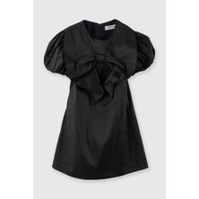 Panço Kız Bebek Fiyonk Detaylı Abiye Siyah Parti Elbisesi