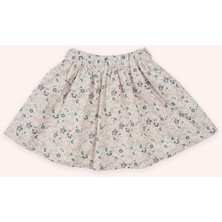 Panço Kız Çocuk Beyaz Çiçek Desenli Etek