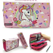 Esranın Dünyası Unicorn Temalı Pembe Kalem Kutusu, Vegan Deri Tasarım