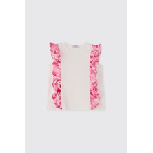 Panço Kız Çocuk Fırfır Detaylı Beyaz Atlet