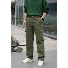 Comstar Erkek Yüksek Bel Premium Haki Kargo Baggy Pantolon