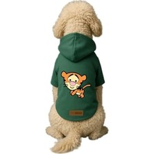 Esranın Dünyası Baskılı Yeşil Kapüşonlu Köpek ve Kedi Kıyafeti - Xs