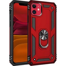 Asnazz Newface Apple iPhone 11 Kılıf Sofya Yüzüklü Silikon Kapak - Kırmızı