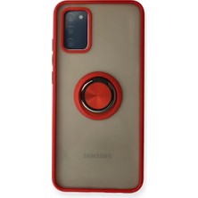 Asnazz Newface Samsung Galaxy A02S Kılıf Montreal Yüzüklü Silikon Kapak - Kırmızı