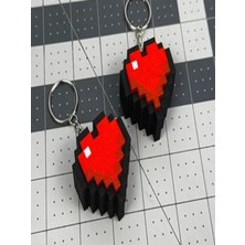 3D Baskı 8-Bit Pixel Kalp Anahtarlık