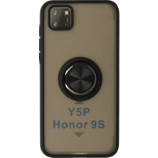 Asnazz Newface Huawei Y5P Kılıf Montreal Yüzüklü Silikon Kapak - Siyah