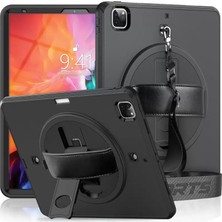 Asnazz Newface Apple iPad Pro 12.9 (2021) Kılıf Strap-C Otterbox Tablet Kapak - Siyah