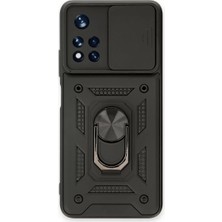 Asnazz Newface Xiaomi Redmi Note 11T Kılıf Pars Lens Yüzüklü Silikon - Siyah