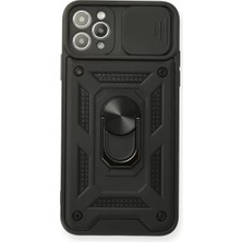 Asnazz Newface Apple iPhone 11 Pro Max Kılıf Pars Lens Yüzüklü Silikon - Siyah