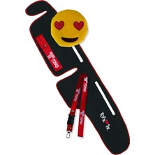 Tusba Market Tofaş Şahin Doğan Kartal Eski Model Alçak Göğüs Nakışlı Torpido Halısı / Emoji Oto Boyun Yastığı + Aksesuar