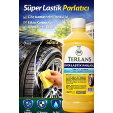 Terlans Lastik Parlatıcı Jel 500 ml ve Uygulama Süngeri Derin Mat Siyah Tyre Cleaner Brilliant Shine