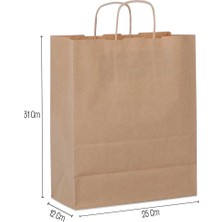 Paketleme Tezgahı 25*31*12 Kraft Saplı Kağıt Çanta 24 Adet