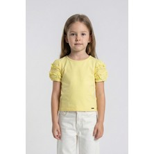 Mutlu Kids Fırfır Detaylı Lastikli Kısa Kol Kız Çocuk Tişört