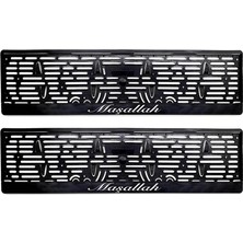 Asnazz Maşallah Yazılı Plastik Plakalık Plaka Altlığı Çıtalı 2&AMP;#39LI Beyaz