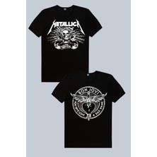 Rock&Roll Kanatlı Rock, Metallica Kurukafa 2'li Kadın Tshirt Eko Paket