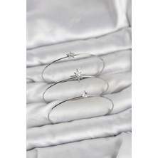 Asnazz Gümüş Renk Kutup Yıldızı Model Zirkon Taşlı 3&AMP;#39LÜ Kadın Bileklik Kombini