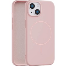 Fenza iPhone 15 Uyumlu Içi Kadife Magsafe Wireless Şarz Özellikli Pembe Renkli Telefon Kılıfı