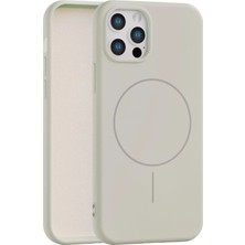 Fenza iPhone 12 Pro Uyumlu Içi Kadife Magsafe Wireless Şarz Özellikli Taş Renkli Telefon Kılıfı