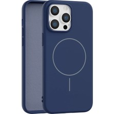 Fenza iPhone 13 Pro Max Uyumlu Içi Kadife Magsafe Wireless Şarz Özellikli Lacivert Renkli Telefon Kılıfı