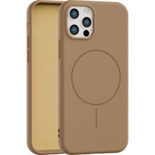 Fenza iPhone 12 Pro Uyumlu Içi Kadife Magsafe Wireless Şarz Özellikli Gold Renkli Telefon Kılıfı