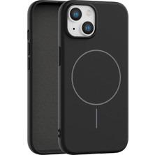 Fenza iPhone 14 Uyumlu Içi Kadife Magsafe Wireless Şarz Özellikli Siyah Renkli Telefon Kılıfı