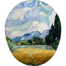 Van Gogh Servi Ağacı Buğday Tarlası Bilek Destekli Mouse Pad Ergonomik Kaymaz Taban Mousepad Fare Altlığı