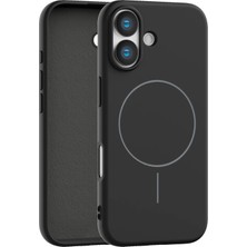 Fenza iPhone 16 Uyumlu Içi Kadife Magsafe Wireless Şarz Özellikli Siyah Renkli Telefon Kılıfı