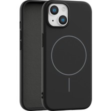 Fenza iPhone 15 Uyumlu Içi Kadife Magsafe Wireless Şarz Özellikli Siyah Renkli Telefon Kılıfı