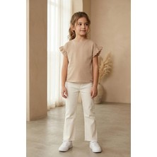 Mutlu Kids Fırfır Kol Detaylı Kısa Kol Regular Kız Çocuk Tişört