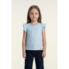 Mutlu Kids Dantel Detaylı Fırfırlı Kısa Kol Kız Çocuk Tişört