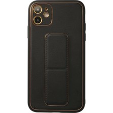 Asnazz Newface Apple iPhone 12 Kılıf Coco Deri Standlı Kapak - Siyah