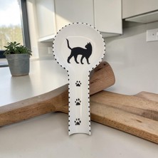 Mimoza Porselen Kedi Desenli El Yapımı Porselen Kaşıklık